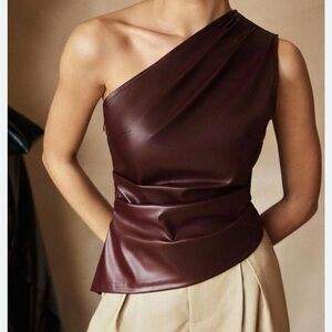 SHEIN x Belinda Maroon Leather Top